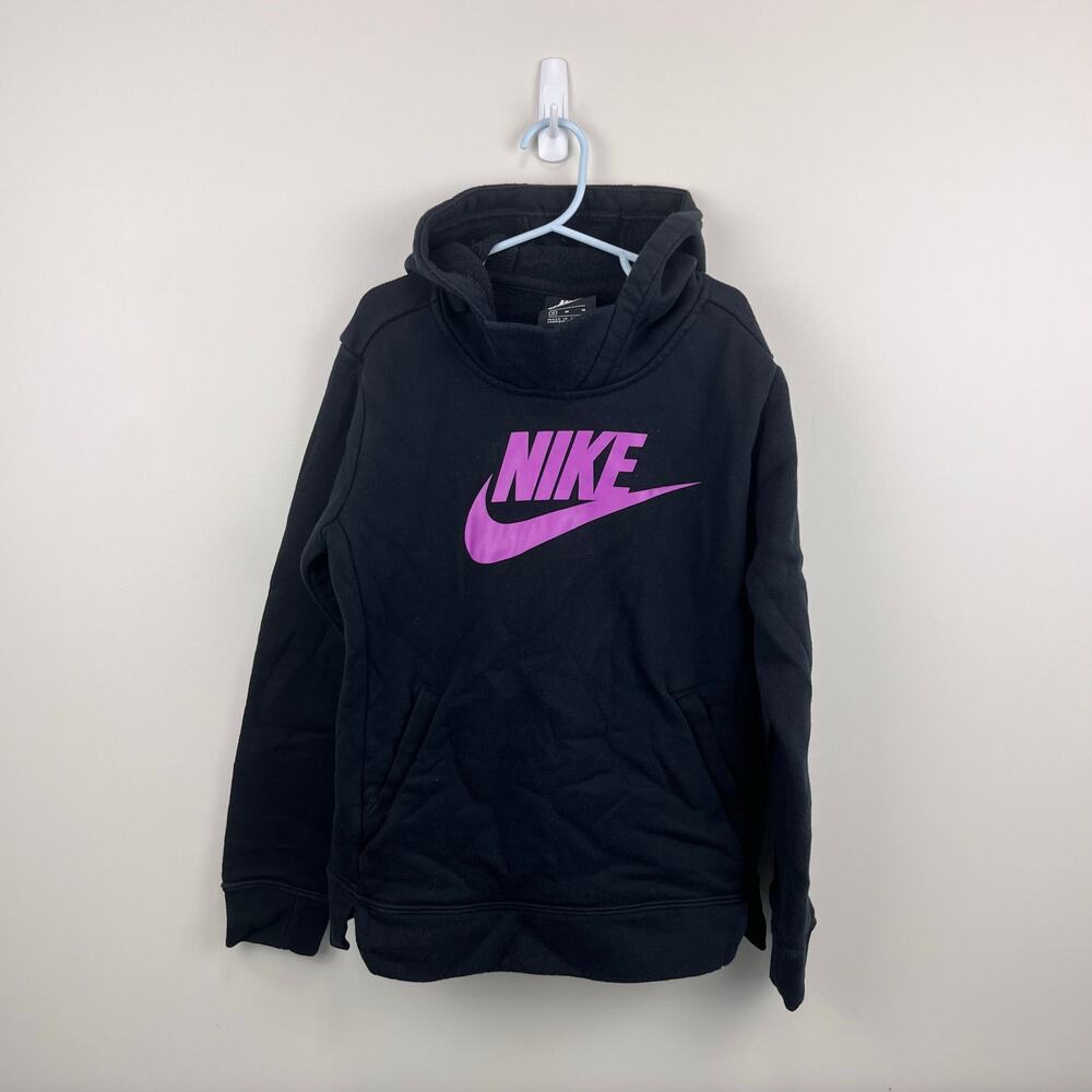 Nike Sportswear Club Fleece Big Kids' Pullover Hoodie Black Purple M